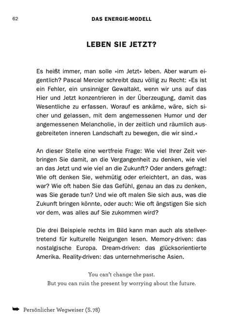 Contents page of the book ENTSCHEIDEN by Roman Tschäppeler and Mikael Krogerus (Energy Model)
