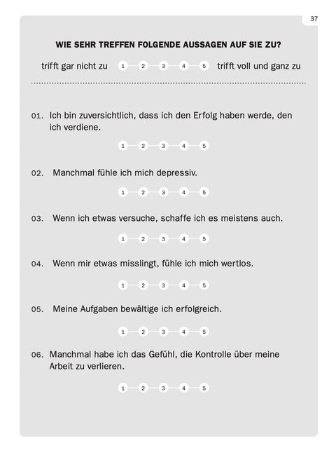 Contents page of the book ERKENNEN by Roman Tschäppeler and Mikael Krogerus (Core Self Evaluation, Test)