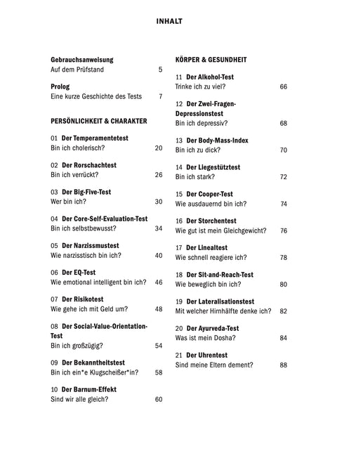 Table of contents of the book ERKENNEN by Roman Tschäppeler and Mikael Krogerus