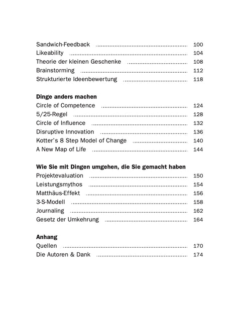 Table of contents of the book MACHEN (How to get Shit done) by Roman Tschäppeler and Mikael Krogerus