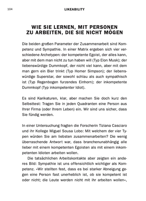Contents page of the book MACHEN by Roman Tschäppeler and Mikael Krogerus (Likeability)