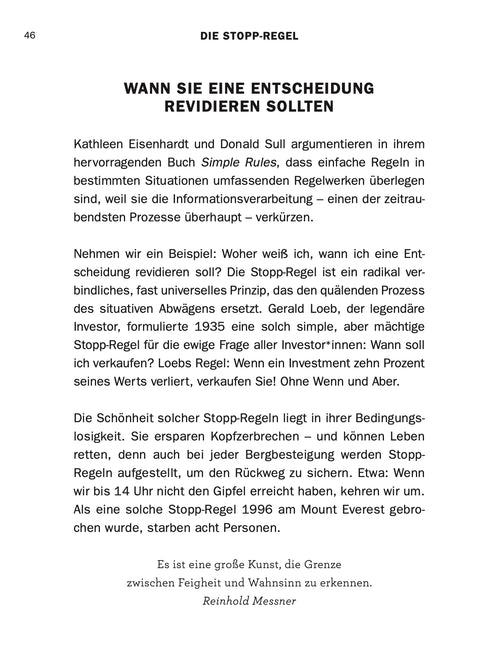 Inhaltsseite des Buches ENTSCHEIDEN von Roman Tschäppeler und Mikael Krogerus (Stop Rule)