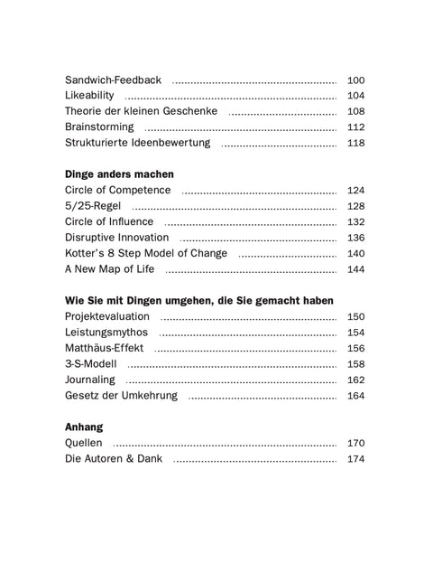 Inhaltsverzeichnis des Buches MACHEN von Roman Tschäppeler und Mikael Krogerus